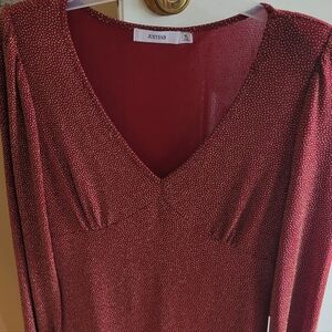 Justfab Burgandy blouse/bodysuit  XL